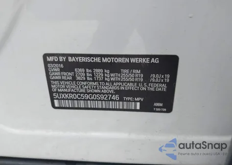 2016 BMW X5 xDrive35I z USA, uszkodzony, nr VIN 5UXKR0C59G0S92746